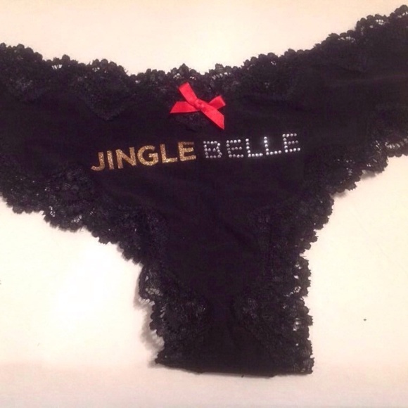 VICTORIA'S SECRET JINGLE BELLE BLACK SEXY CHEEKY PANTY - Picture 1 of 2